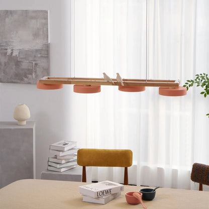 Modern Wooden Frame LED Bird Pendant Chandelier | Lumwood