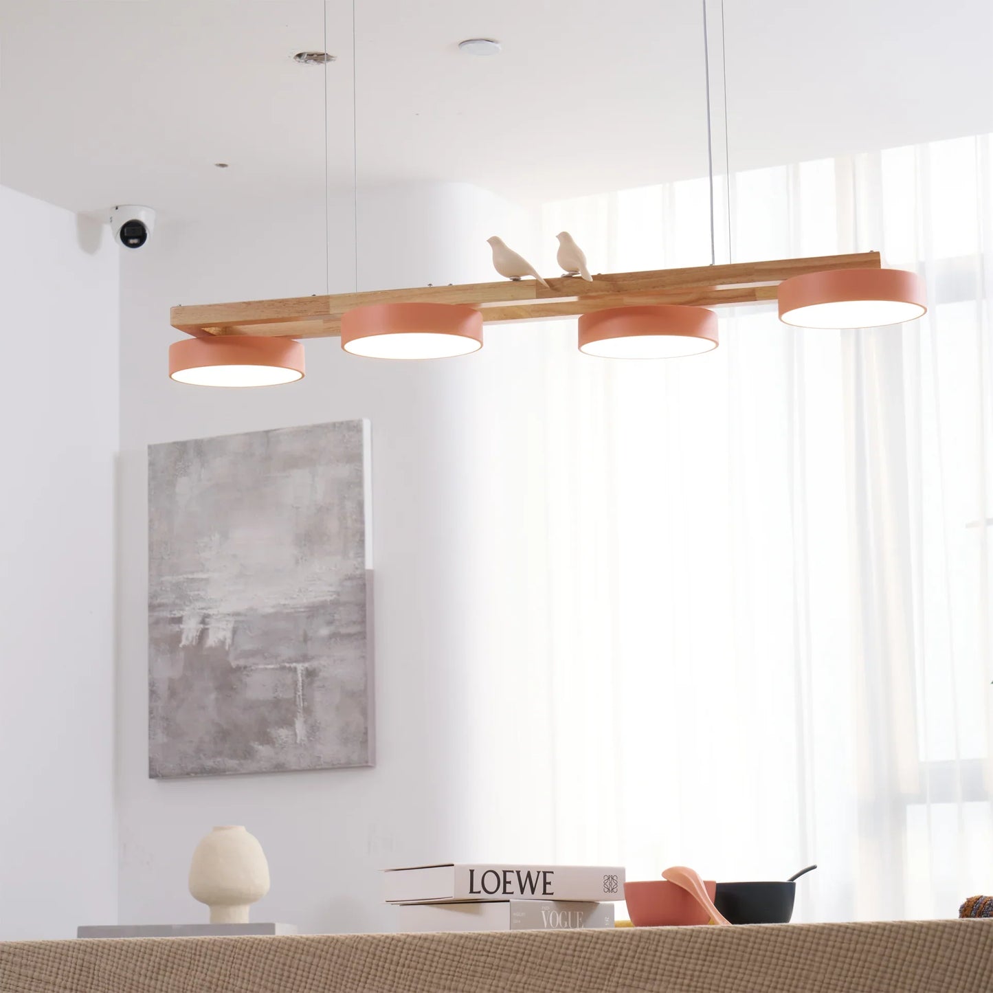 Modern Wooden Frame LED Bird Pendant Chandelier | Lumwood