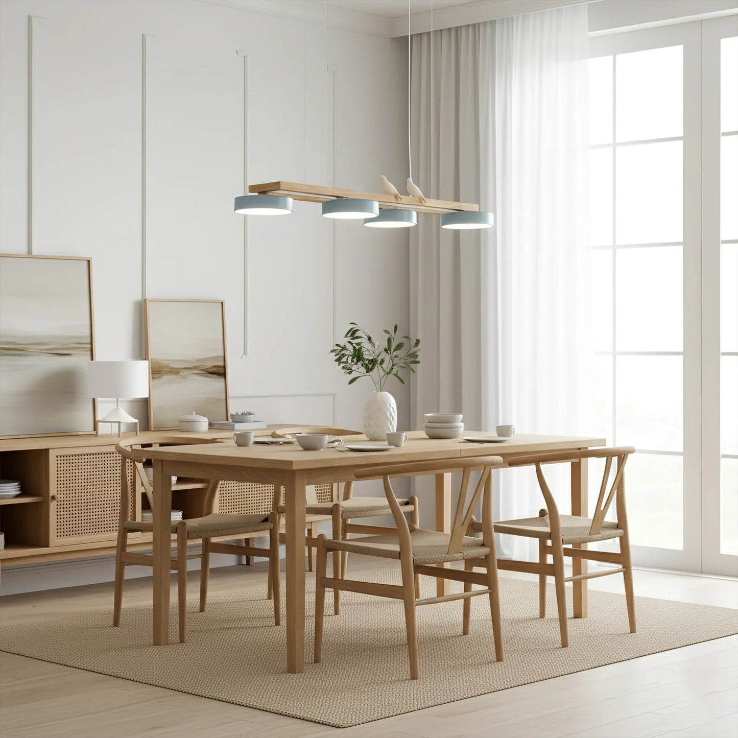 Modern Wooden Frame LED Bird Pendant Chandelier | Lumwood