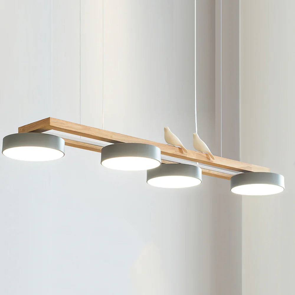 Modern Wooden Frame LED Bird Pendant Chandelier | Lumwood