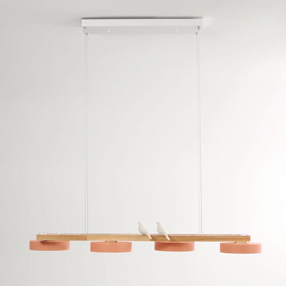 Modern Wooden Frame LED Bird Pendant Chandelier | Lumwood