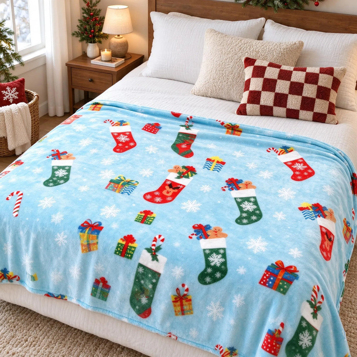 Christmas Cartoon Pattern Throw Blanket