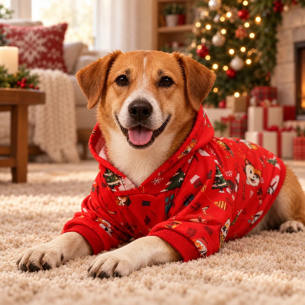Christmas Hooded Dog Pullover Sweatshirt