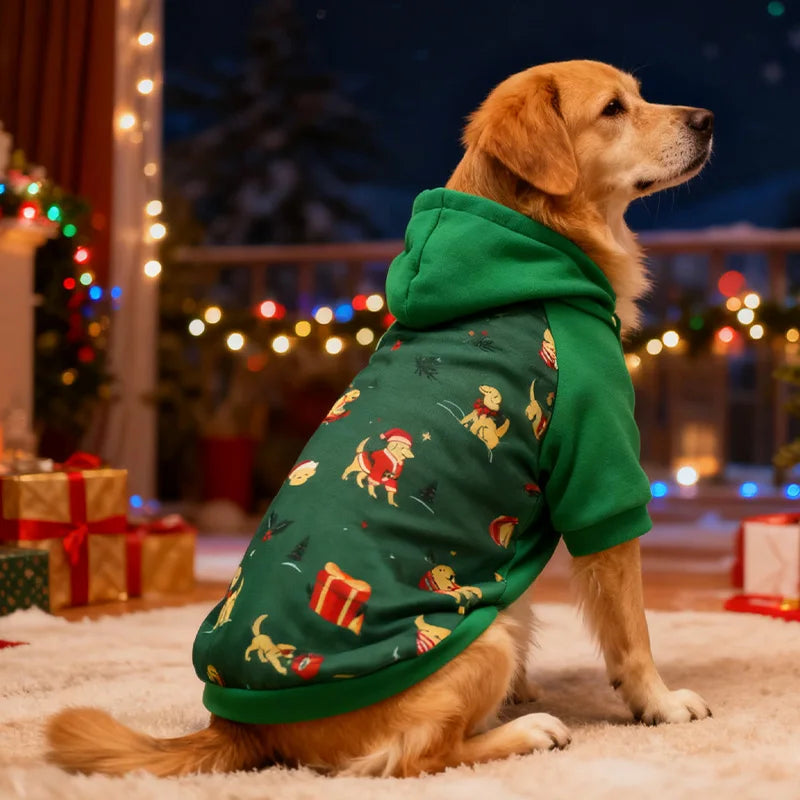 Christmas Hooded Dog Pullover Sweatshirt