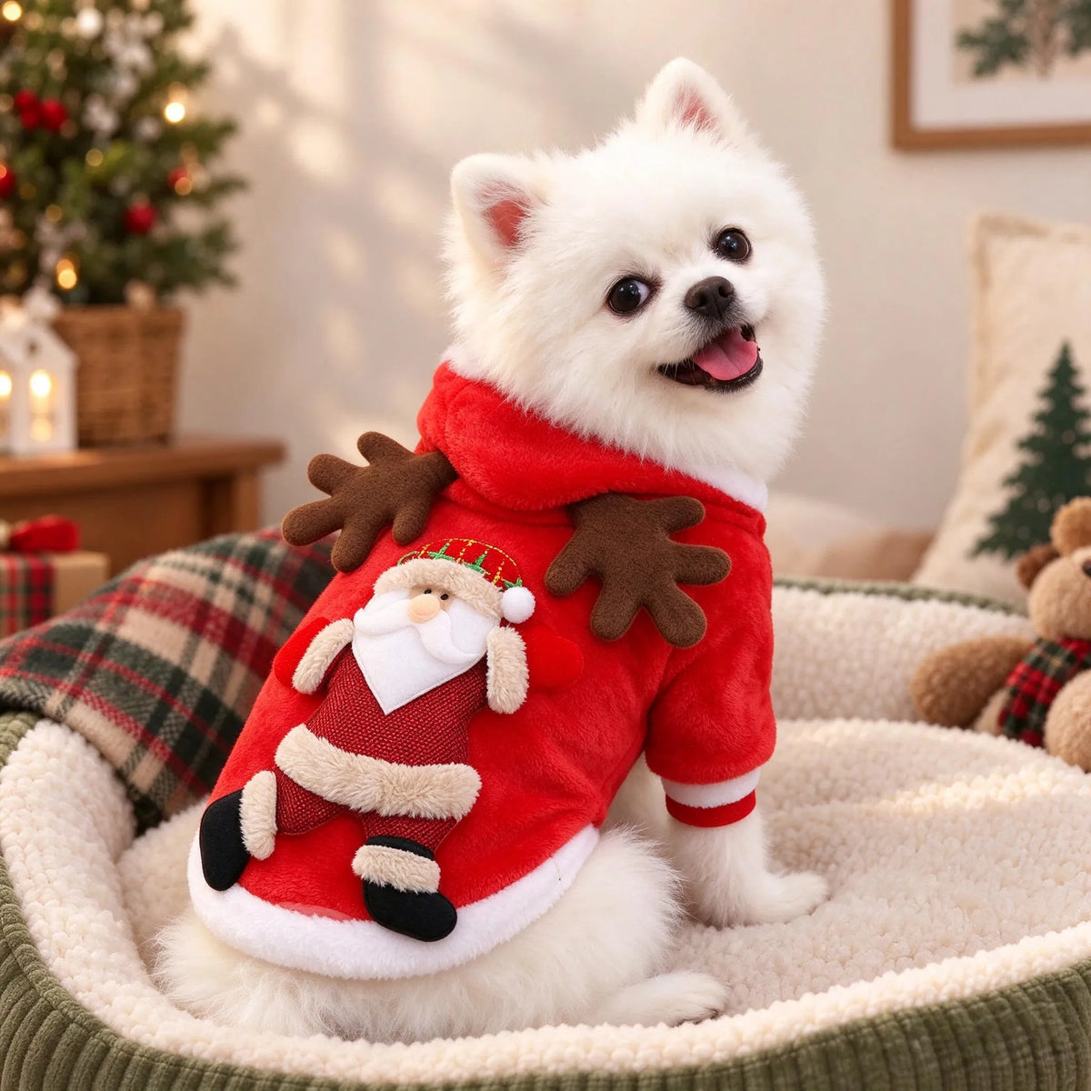 Christmas Hooded Pet Costume Jumpsuit