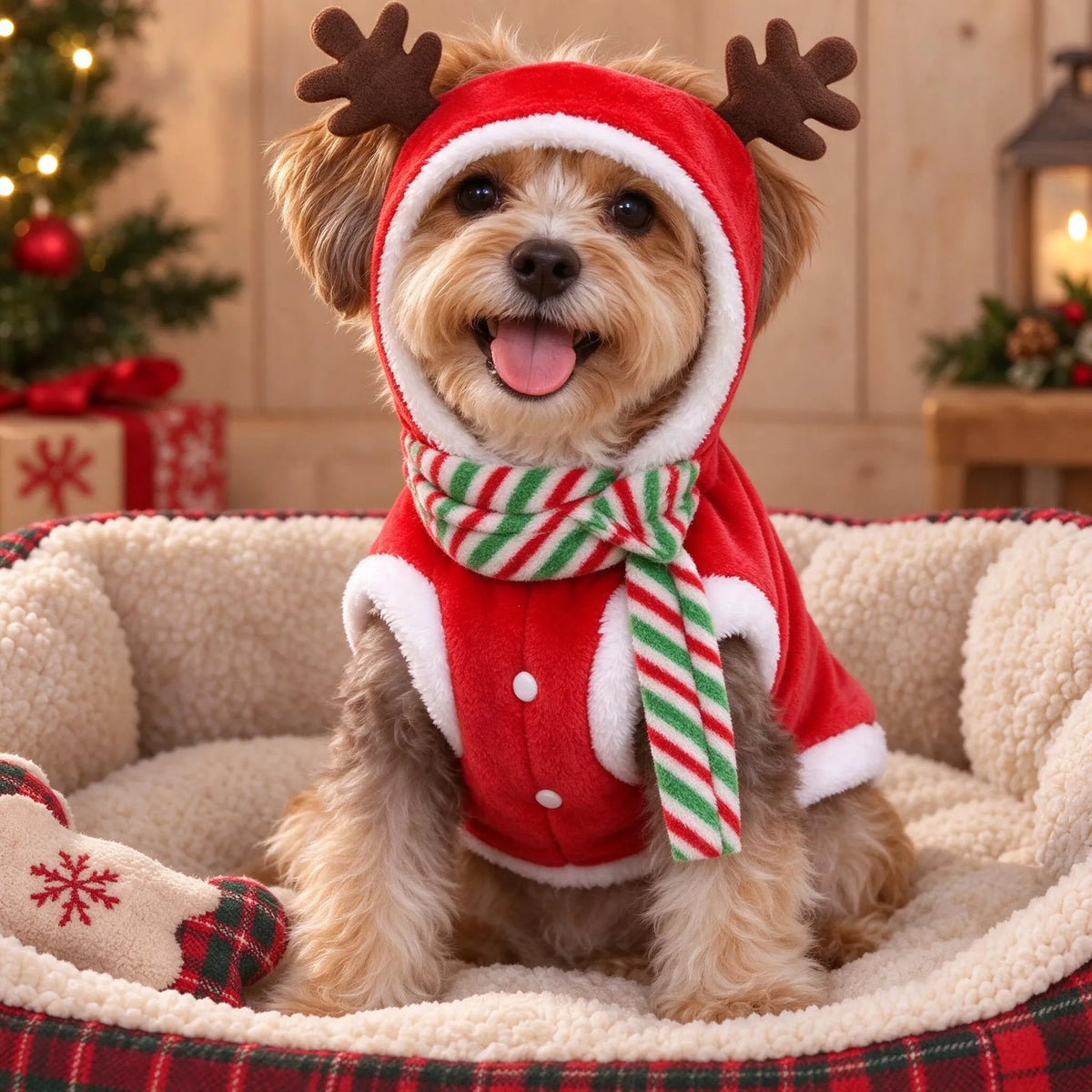 Christmas Hooded Pet Costume Jumpsuit