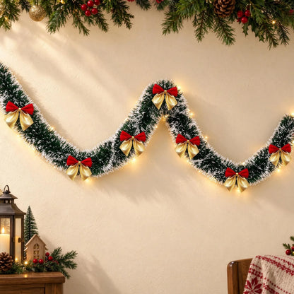 Christmas Tinsel Garland With Bows