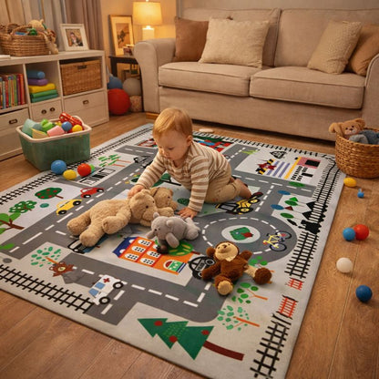 City Road Play Mat for Kids Traffic Map Carpet| Zenoria