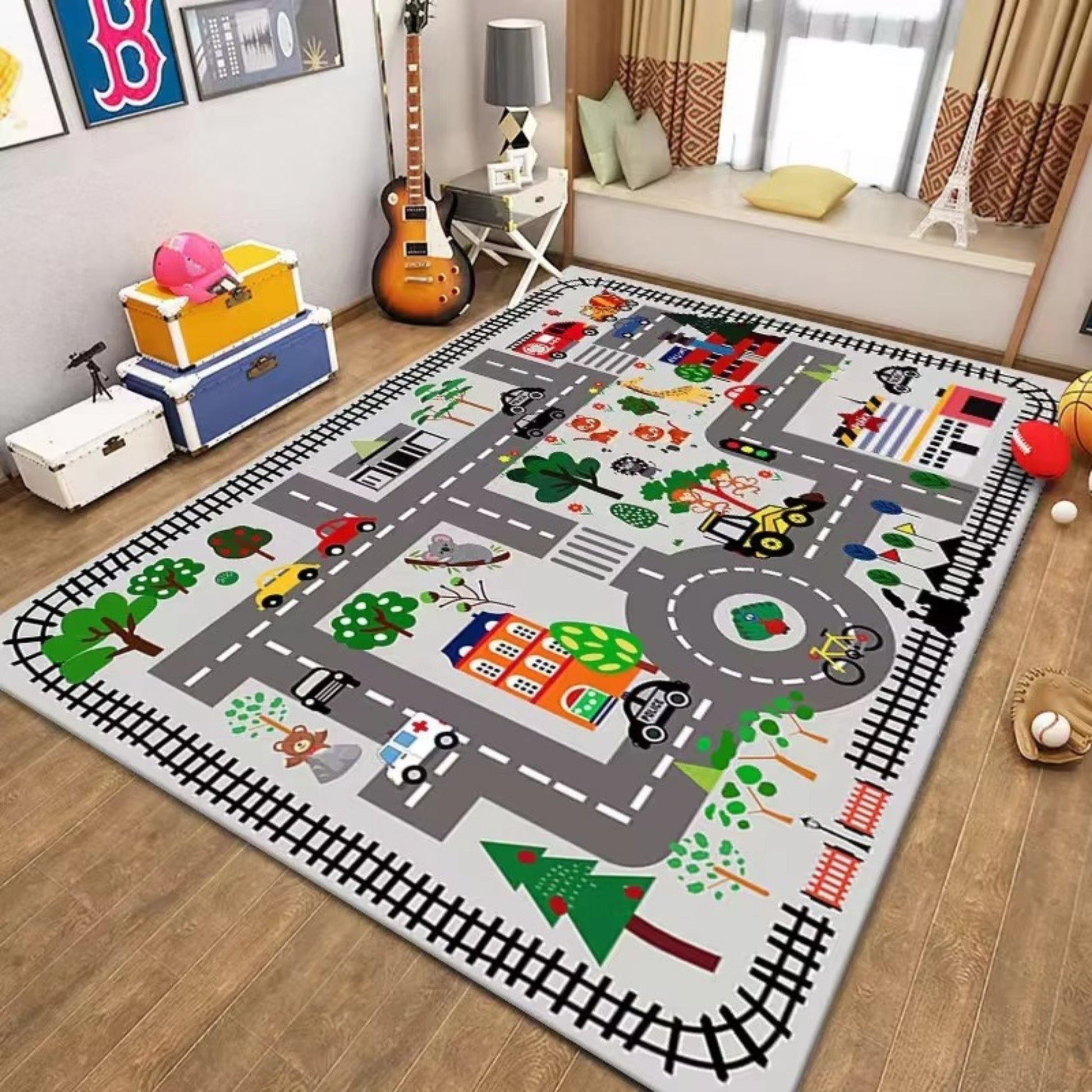 City Road Play Mat for Kids Traffic Map Carpet| Zenoria