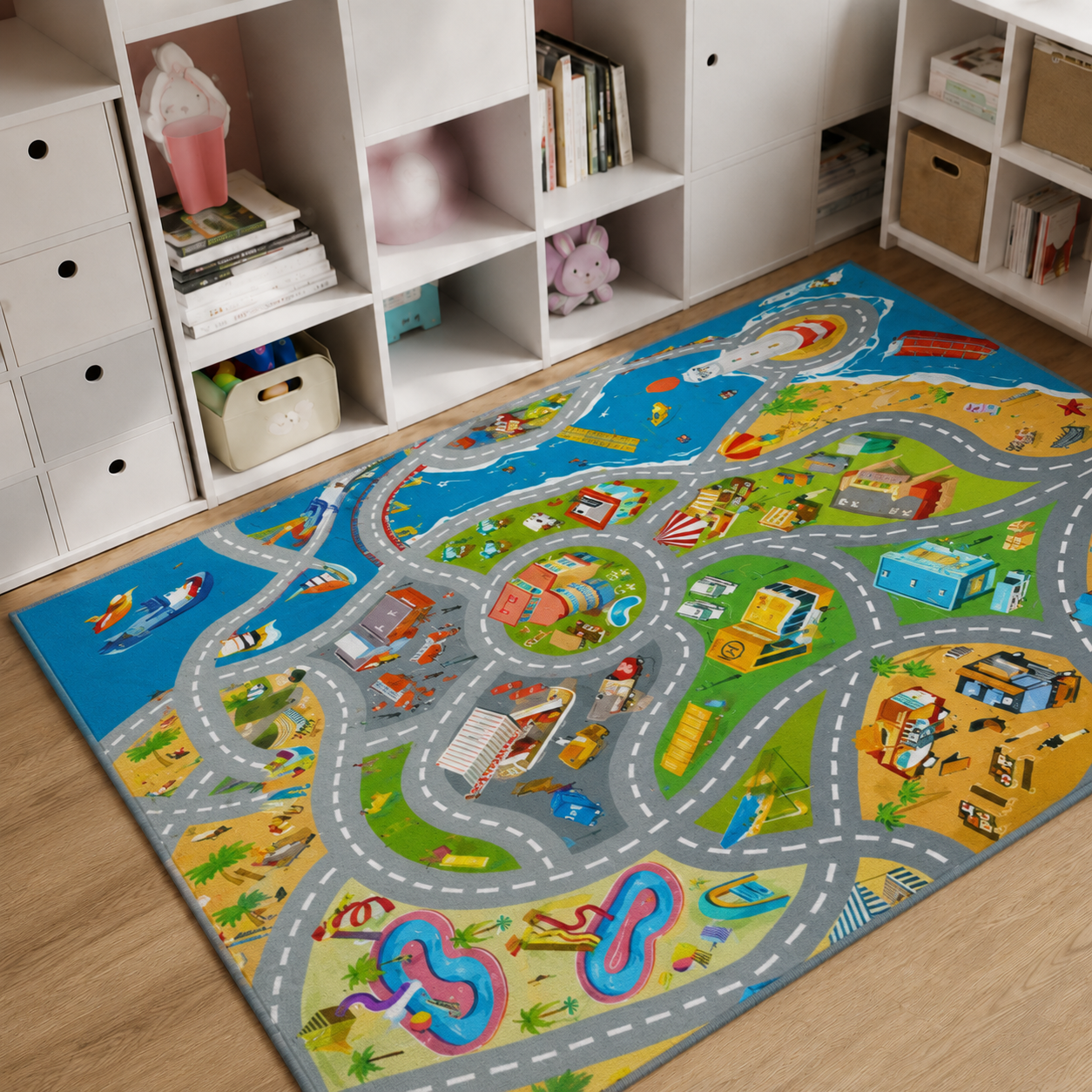 City Road Print Kids Play Mat Rug for Toy Cars | Talvian
