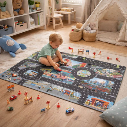 City Road Traffic Map Educational Play Mat Carpet for Kids | Noreva
