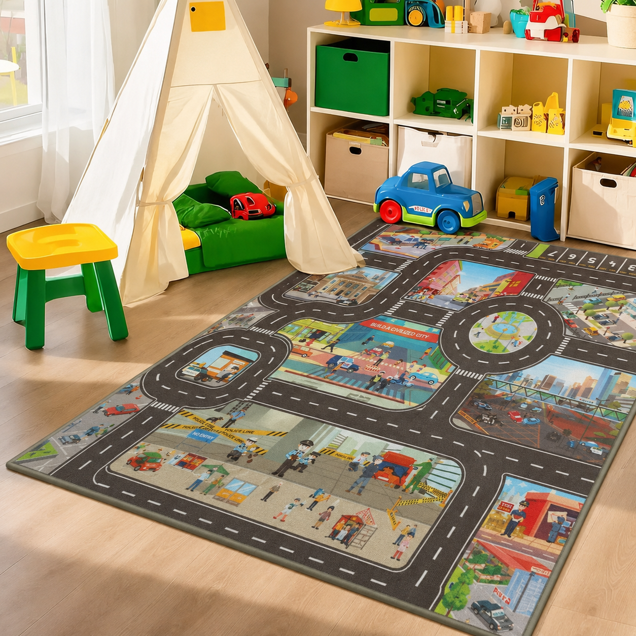 City Road Traffic Map Educational Play Mat Carpet for Kids | Noreva