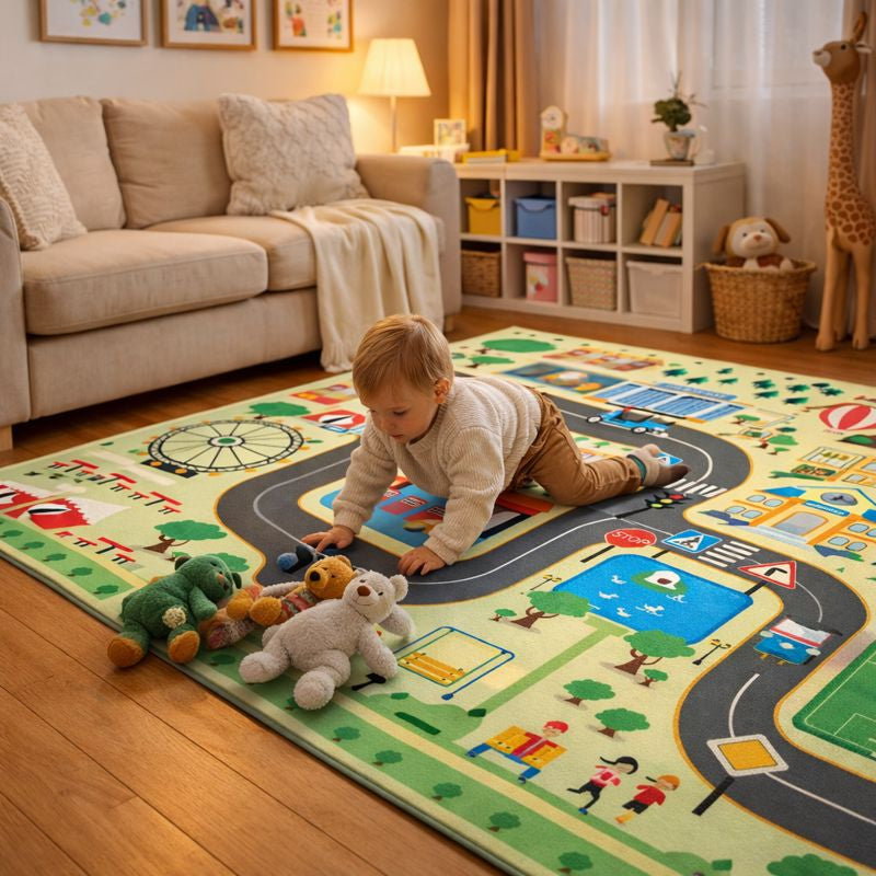 City Road Traffic Map Play Mat Carpet for Kids Indoor Play | Viralt