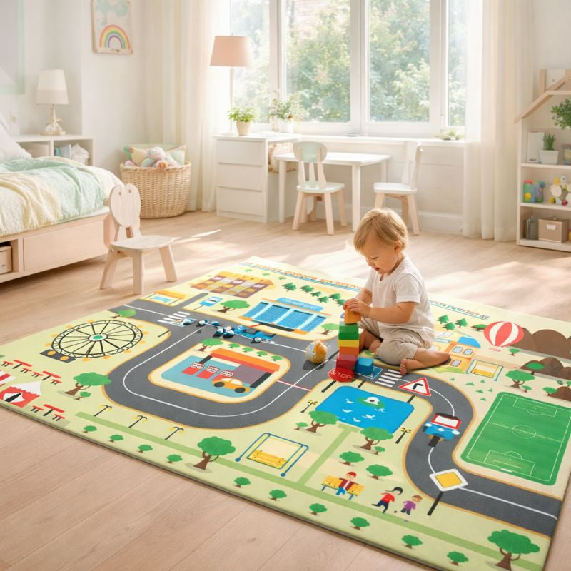City Road Traffic Map Play Mat Carpet for Kids Indoor Play | Viralt
