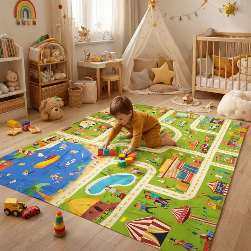 City Traffic Play Mat Rug for Kids Playroom Activity | Lunovia