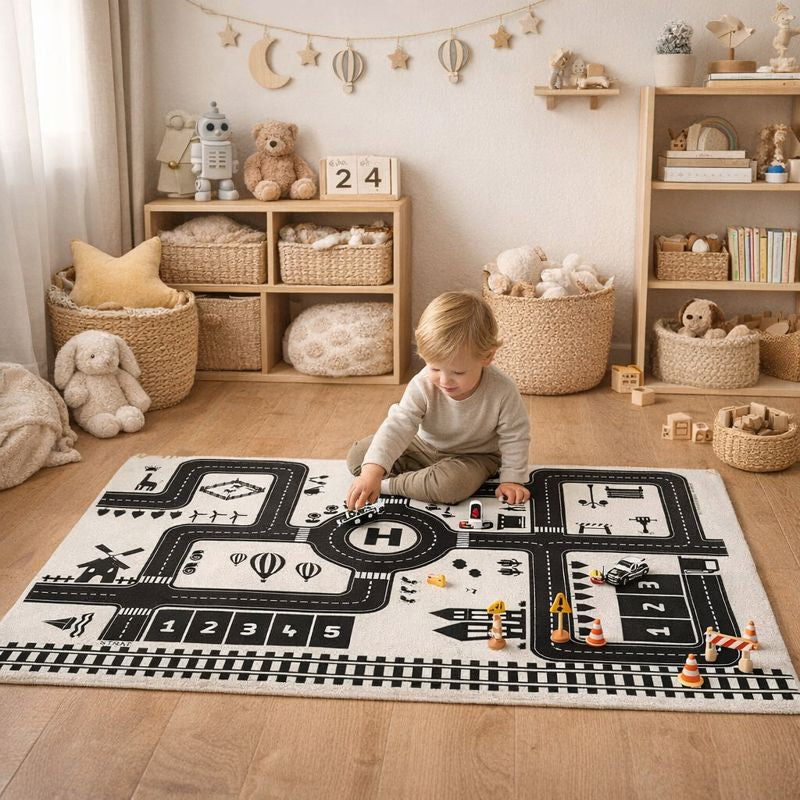 City Traffic Road Play Mat for Kids Floor Play Activity | Merivox