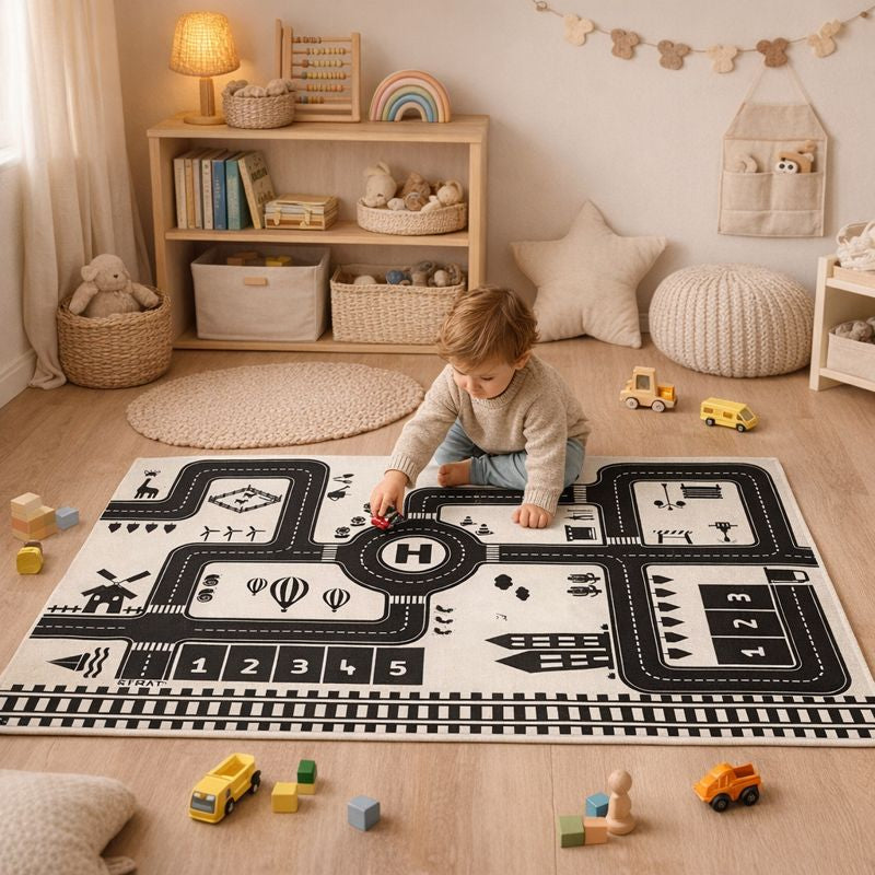 City Traffic Road Play Mat for Kids Floor Play Activity | Merivox