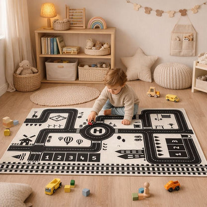 City Traffic Road Play Mat for Kids Floor Play Activity | Merivox