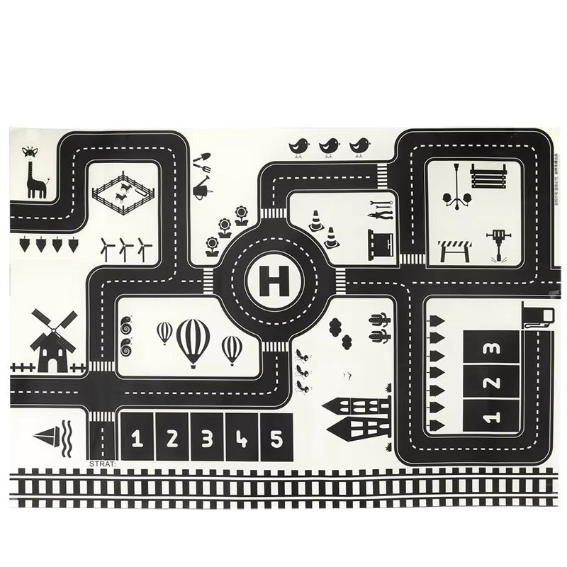 City Traffic Road Play Mat for Kids Floor Play Activity | Merivox