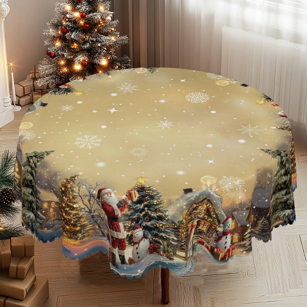 Classic Printed Christmas Dining Tablecloth