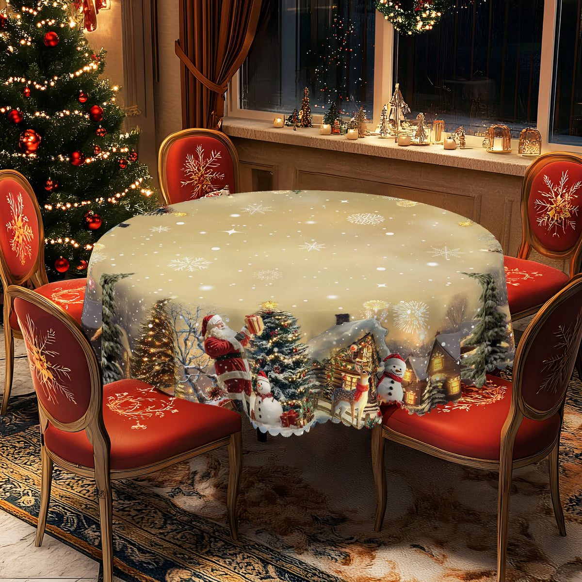 Classic Printed Christmas Dining Tablecloth
