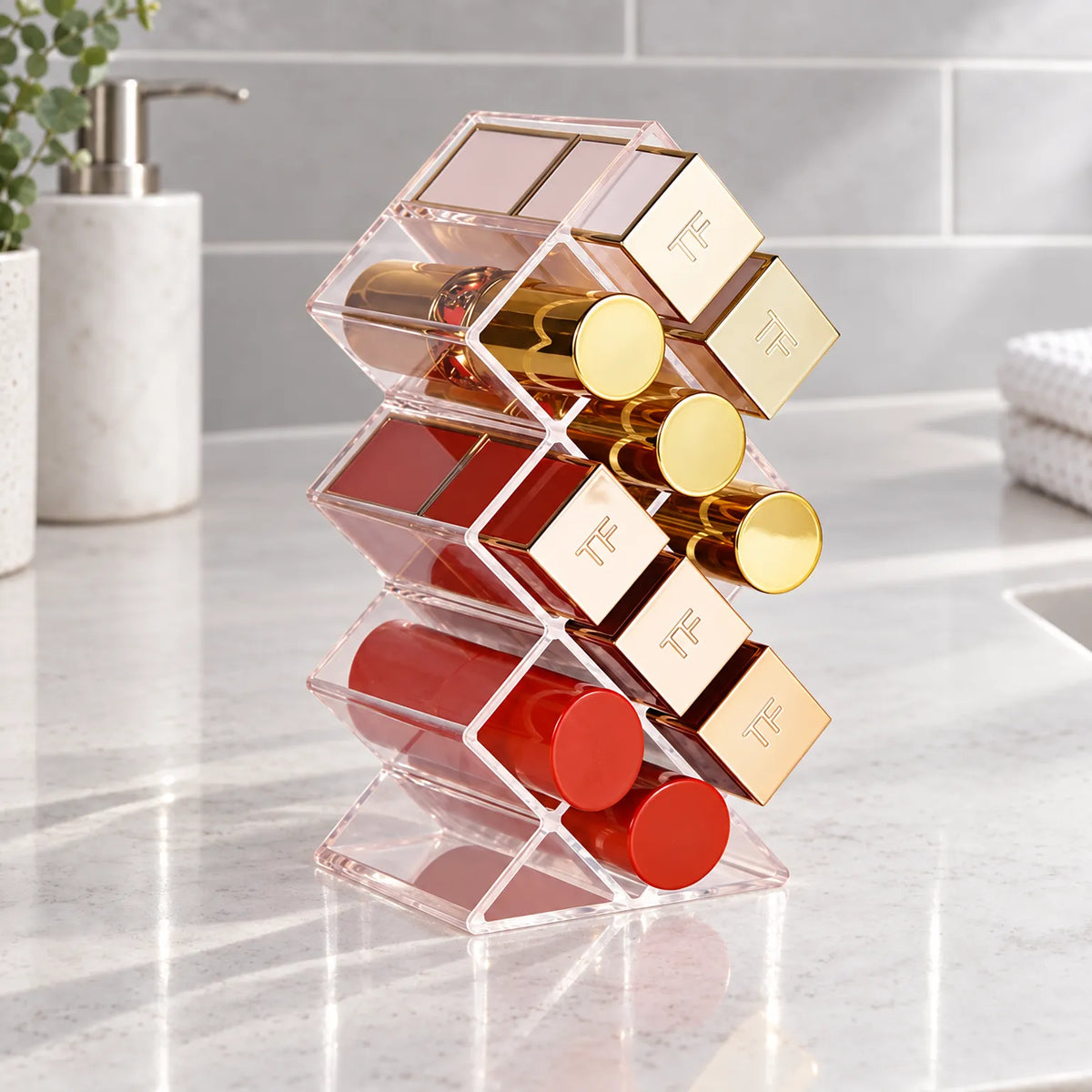 Clear Acrylic Makeup Organizer for Lipstick and Cosmetics