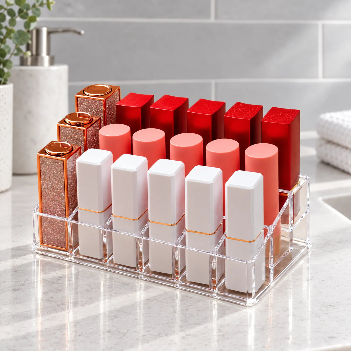 Clear Acrylic Makeup Organizer for Lipstick and Cosmetics