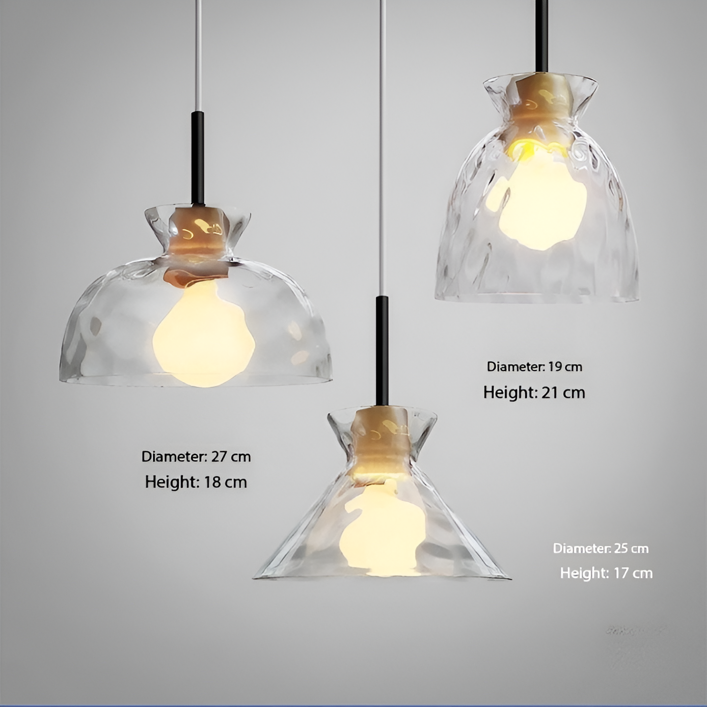 Clear Glass Pendant Light with Nordic Wooden Accent | Yndoria