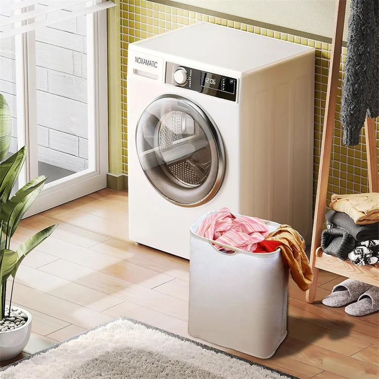 Collapsible Canvas Laundry Hamper with Wooden Handles