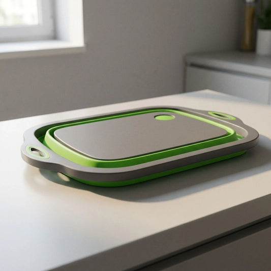 Collapsible Cutting Board with Strainer and Wash Basin