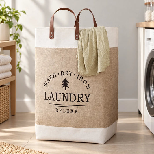 Collapsible Fabric Laundry Basket with Carry Handles