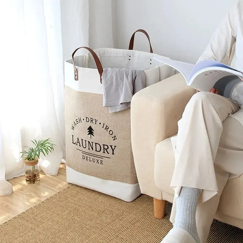 Collapsible Fabric Laundry Basket with Carry Handles