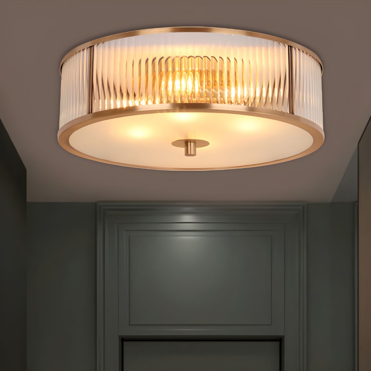 Colonial Opaline Glass Ceiling Light with Brass Finish | Lumirae
