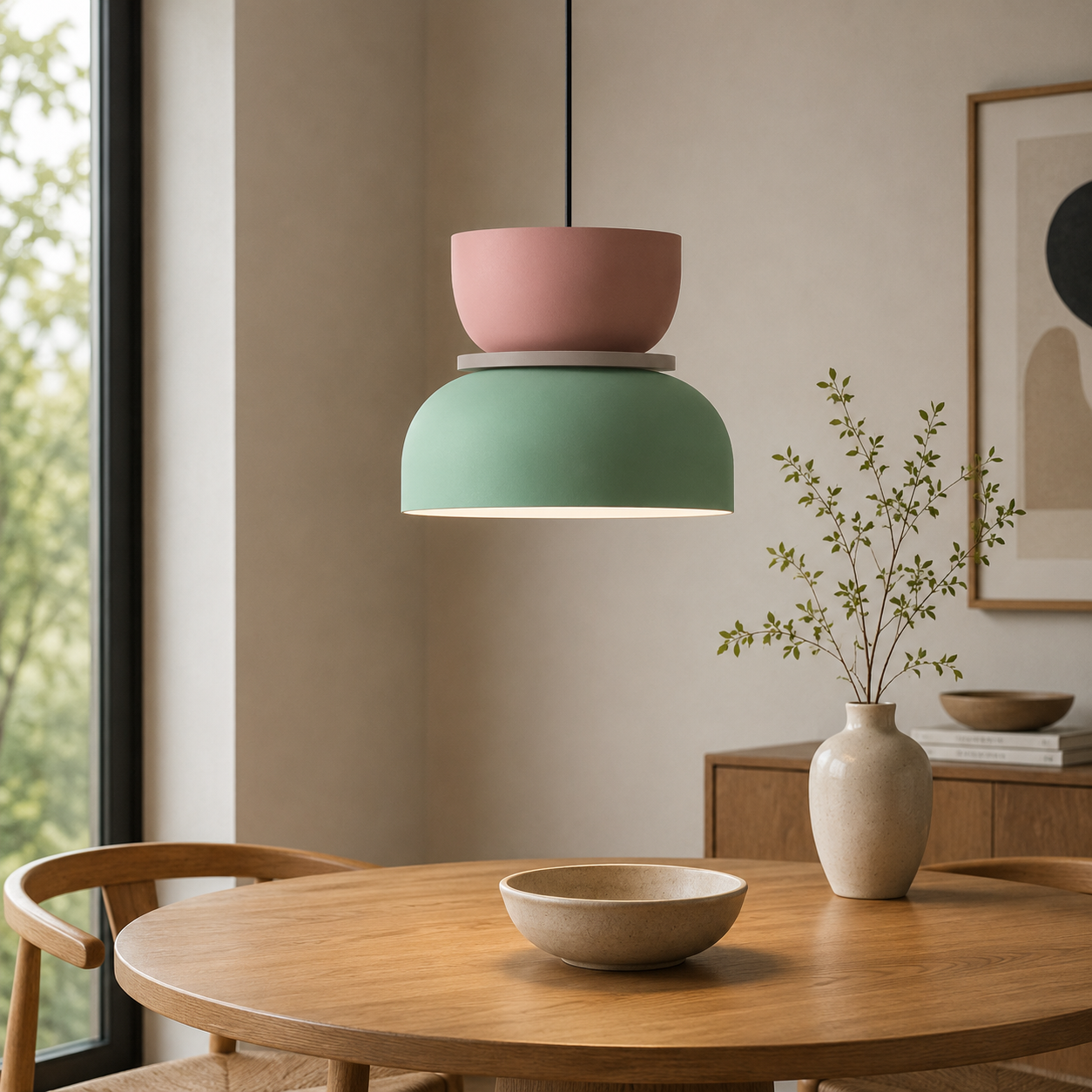 Colour Accent Pendant Light Nordic Bowl Form Design | Veltrix