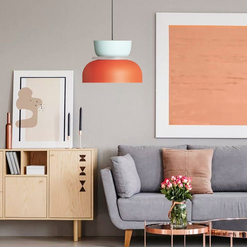 Colour Accent Pendant Light Nordic Bowl Form Design | Veltrix