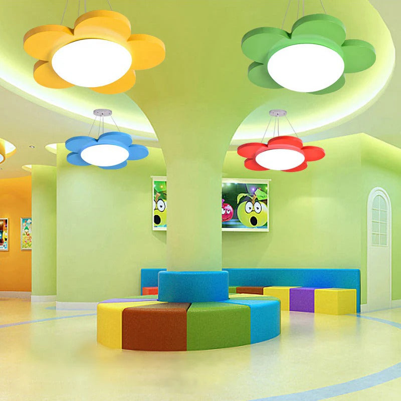 Colourful Flower LED Pendant Light Acrylic Kids Ceiling | Solvica