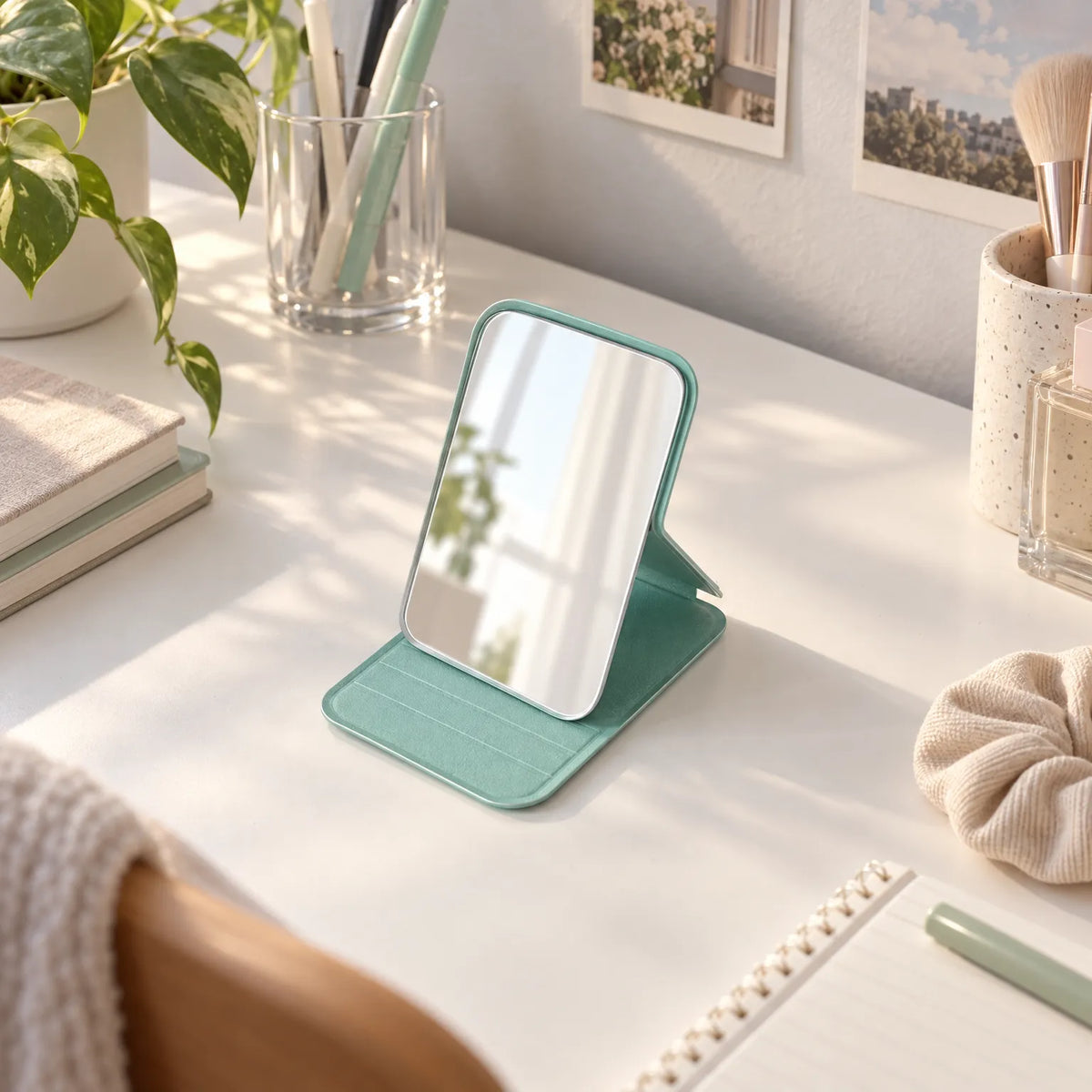 Compact Folding Vanity Mirror for Travel and Makeup