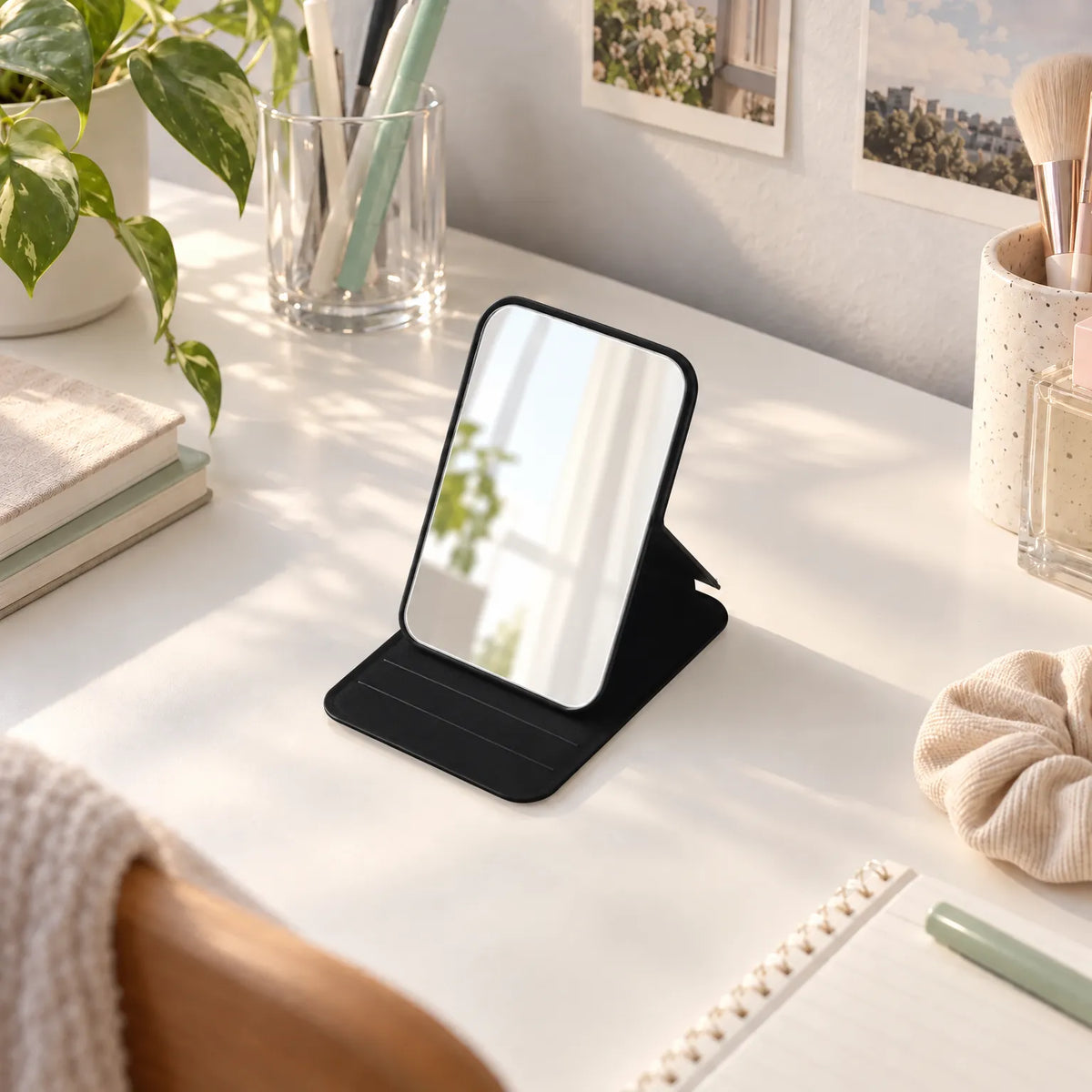 Compact Folding Vanity Mirror for Travel and Makeup