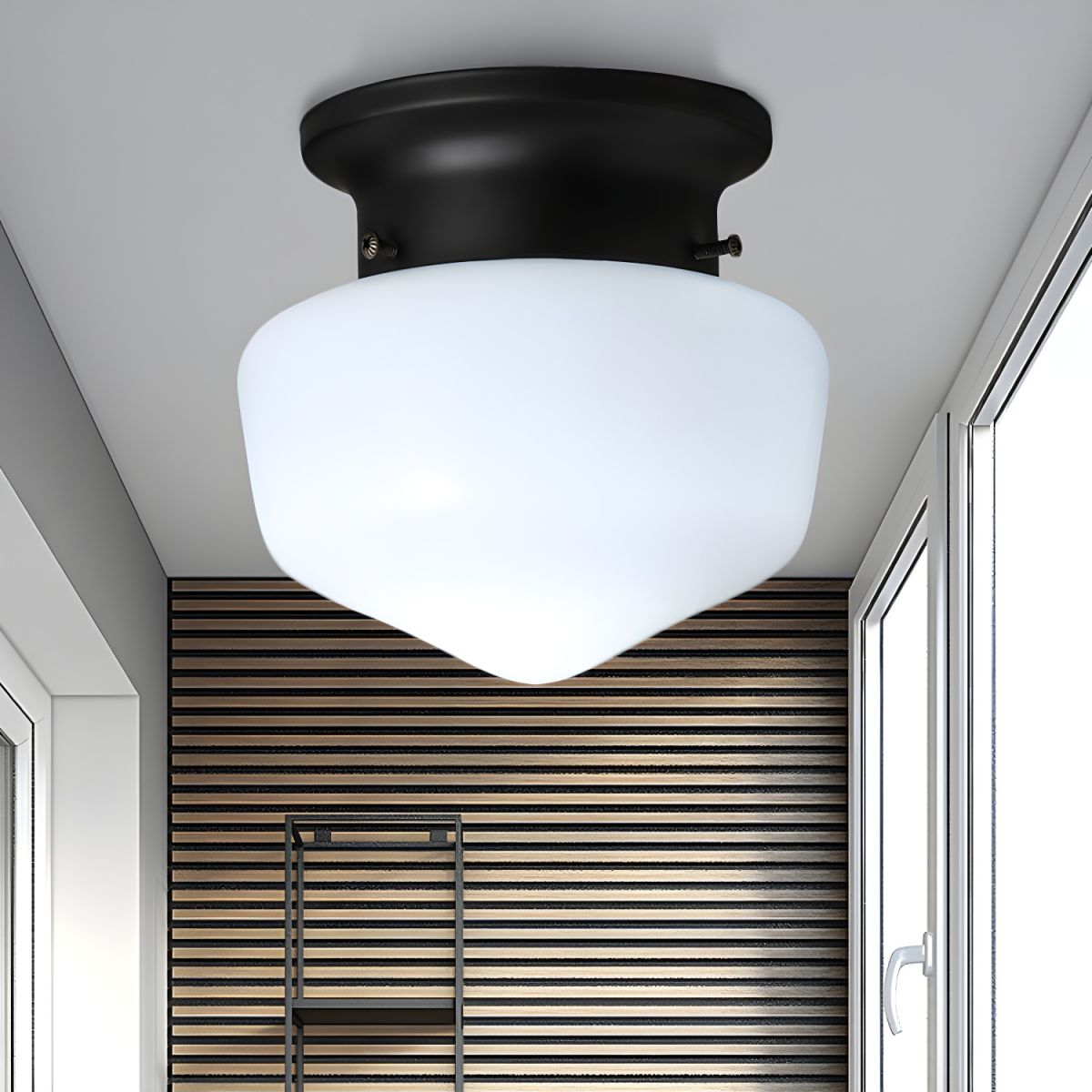 Compact Modern White Glass Flush Mount Ceiling Light | Glazora