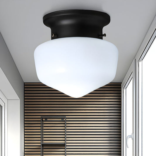 Compact Modern White Glass Flush Mount Ceiling Light | Glazora