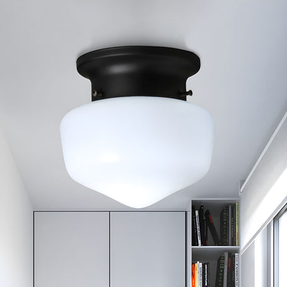 Compact Modern White Glass Flush Mount Ceiling Light | Glazora