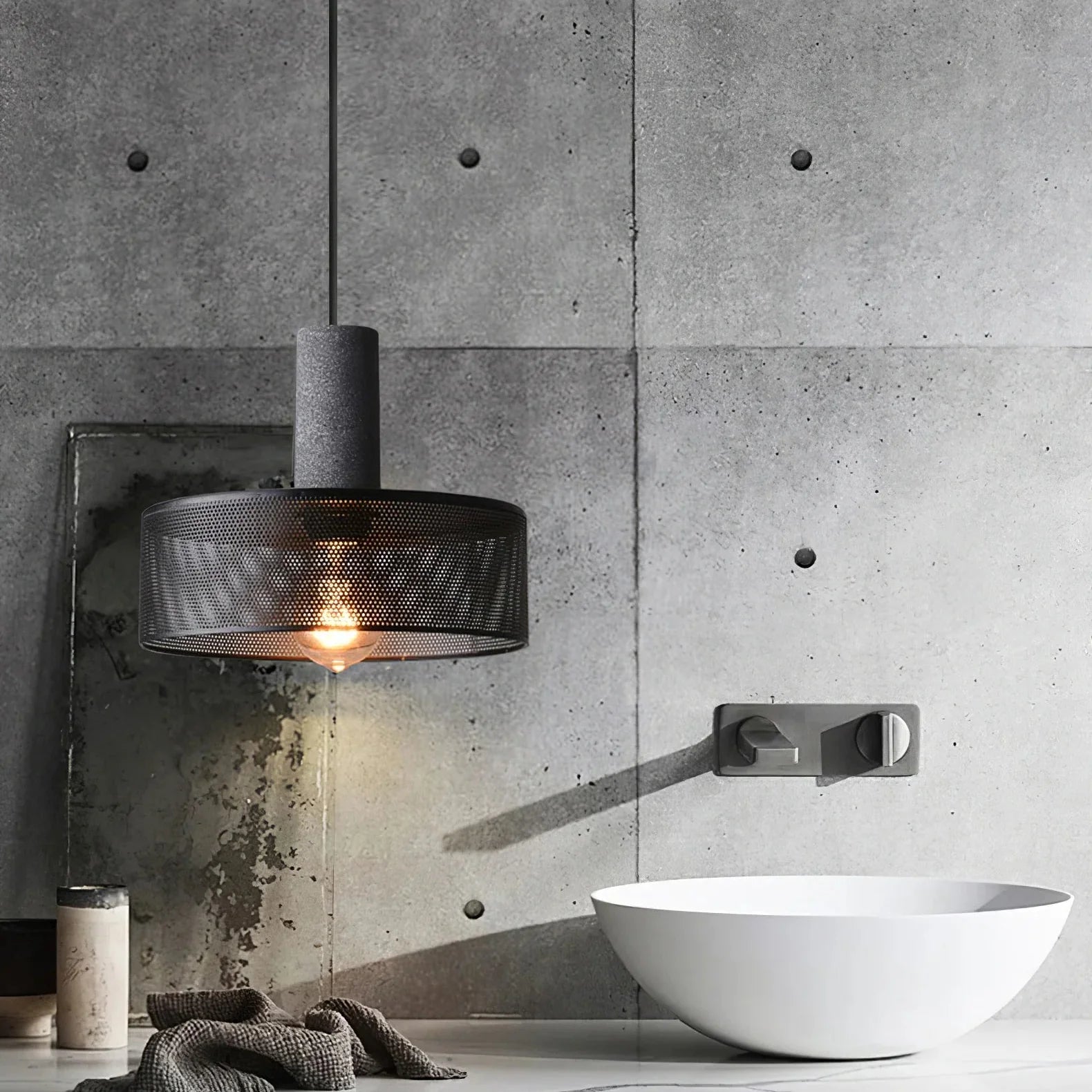 Concrete Cylinder Pendant Light for Urban Interior Style | Zythera