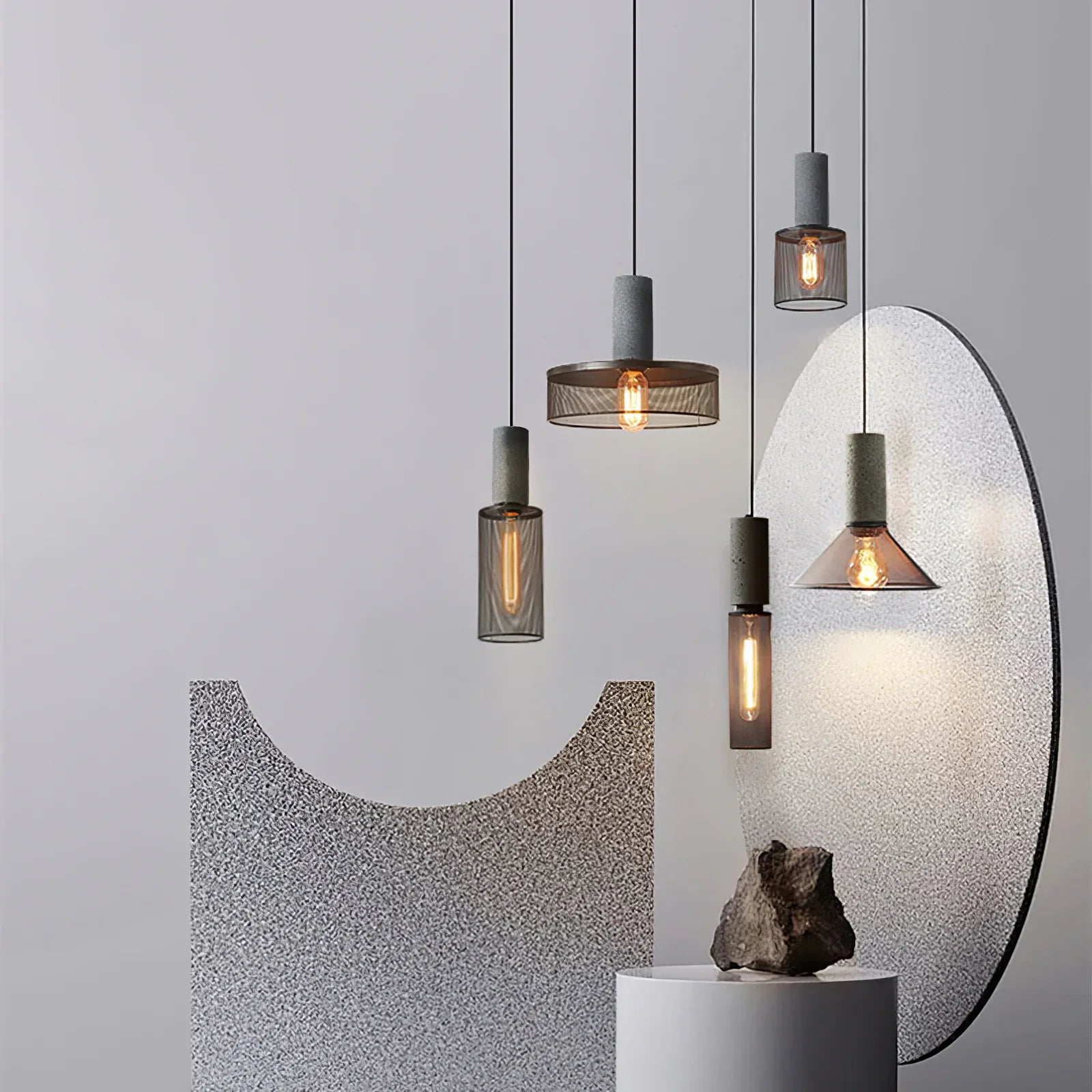 Concrete Cylinder Pendant Light for Urban Interior Style | Zythera