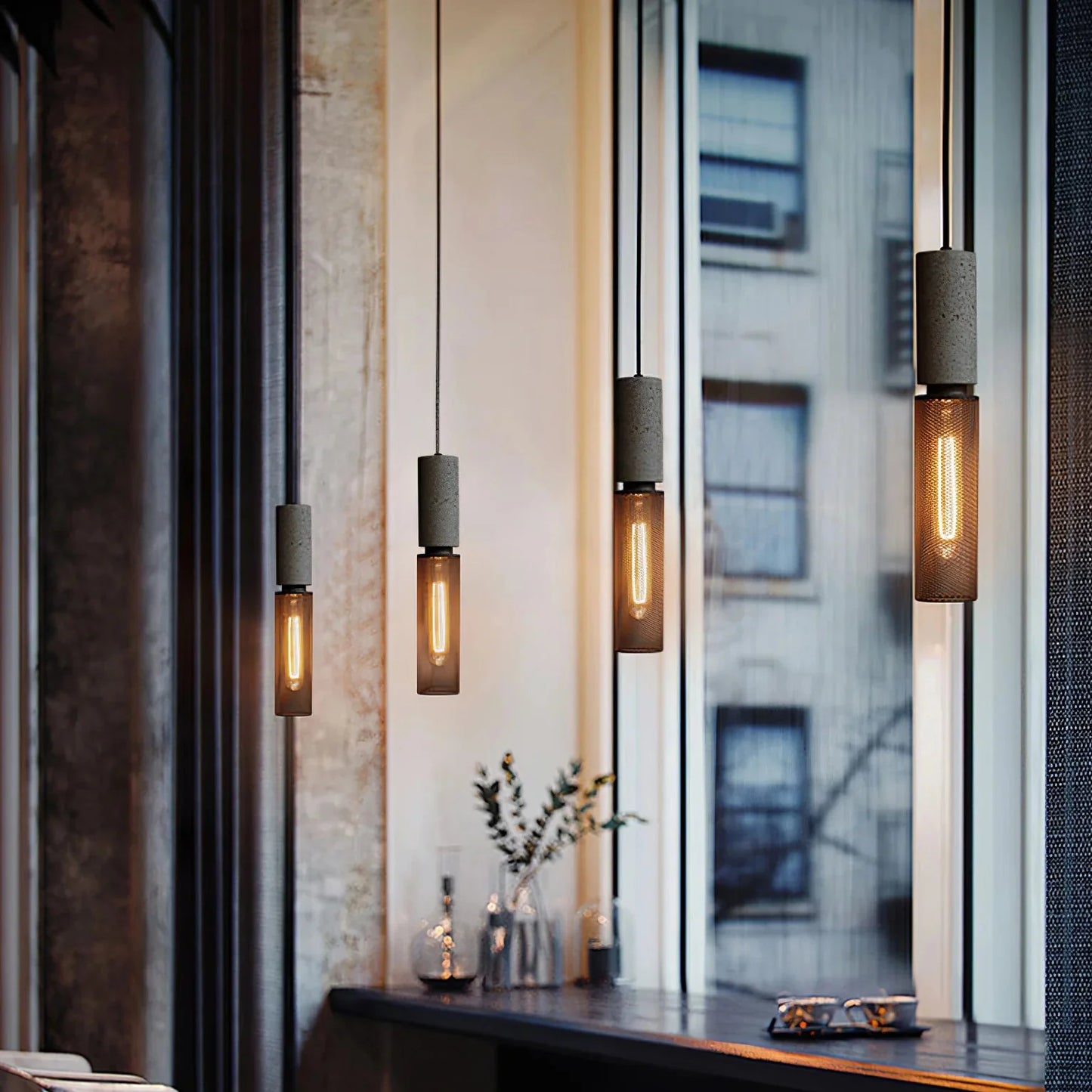 Concrete Cylinder Pendant Light for Urban Interior Style | Zythera