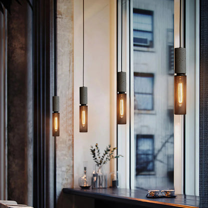 Concrete Cylinder Pendant Light for Urban Interior Style | Zythera