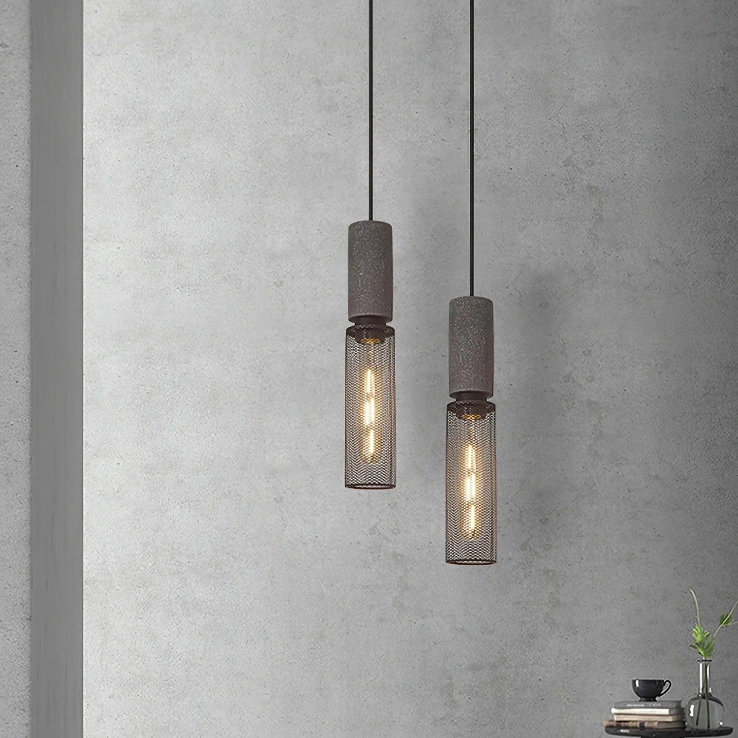 Concrete Cylinder Pendant Light for Urban Interior Style | Zythera