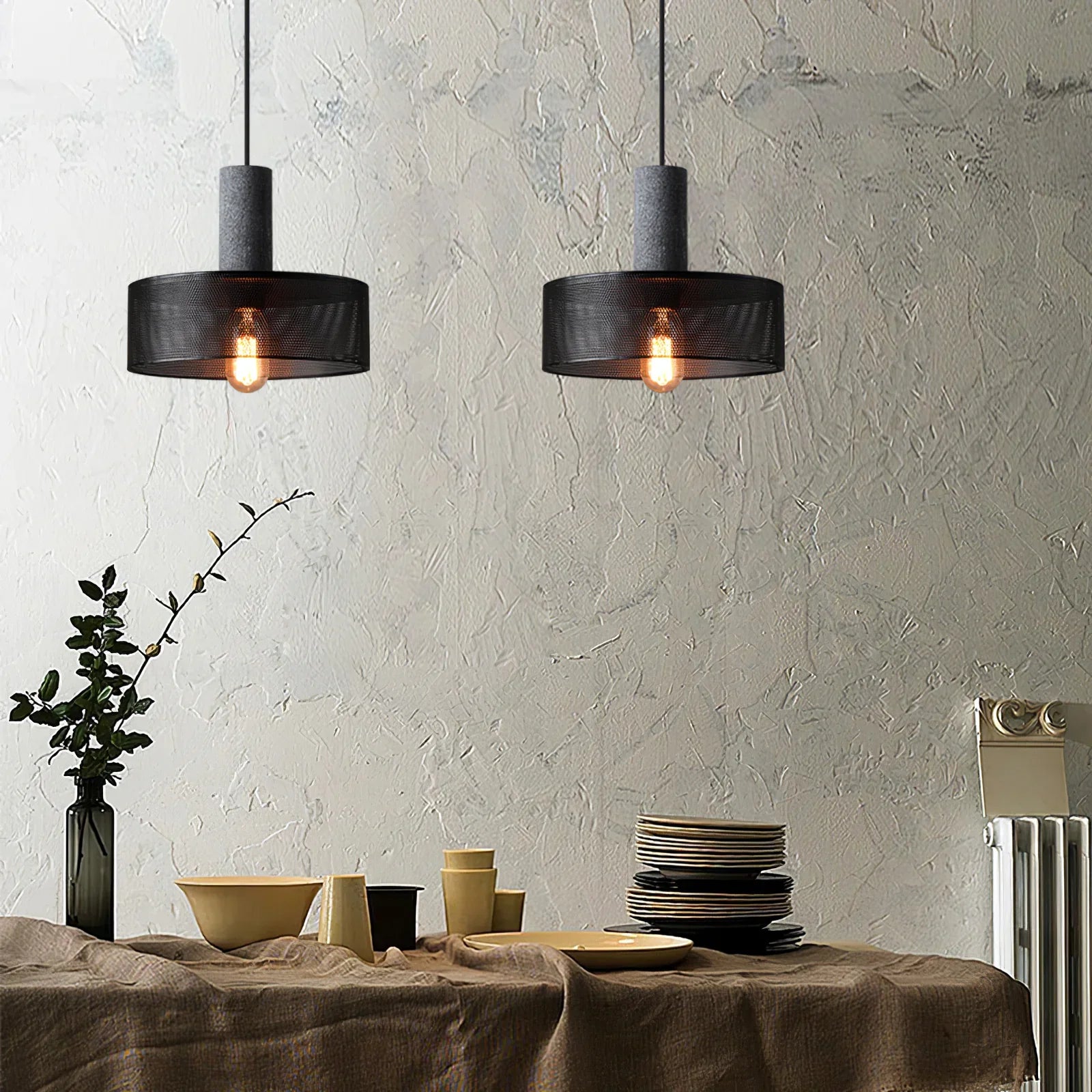 Concrete Cylinder Pendant Light for Urban Interior Style | Zythera