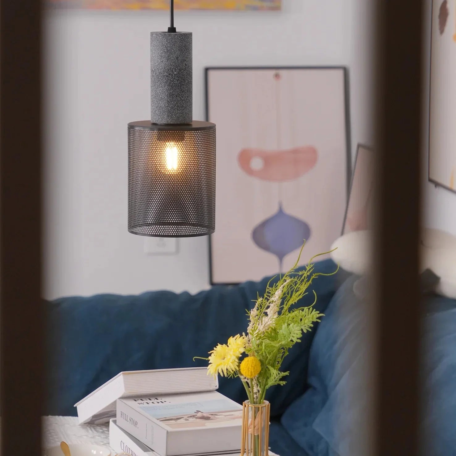 Concrete Cylinder Pendant Light for Urban Interior Style | Zythera