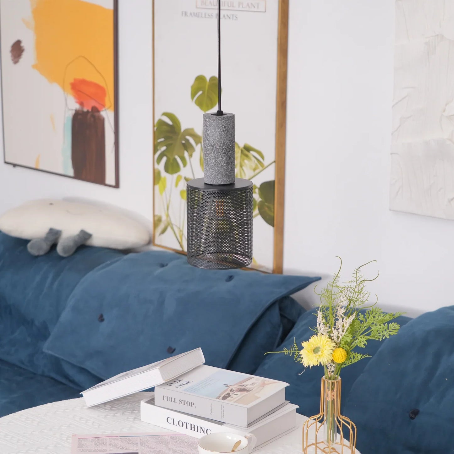 Concrete Cylinder Pendant Light for Urban Interior Style | Zythera