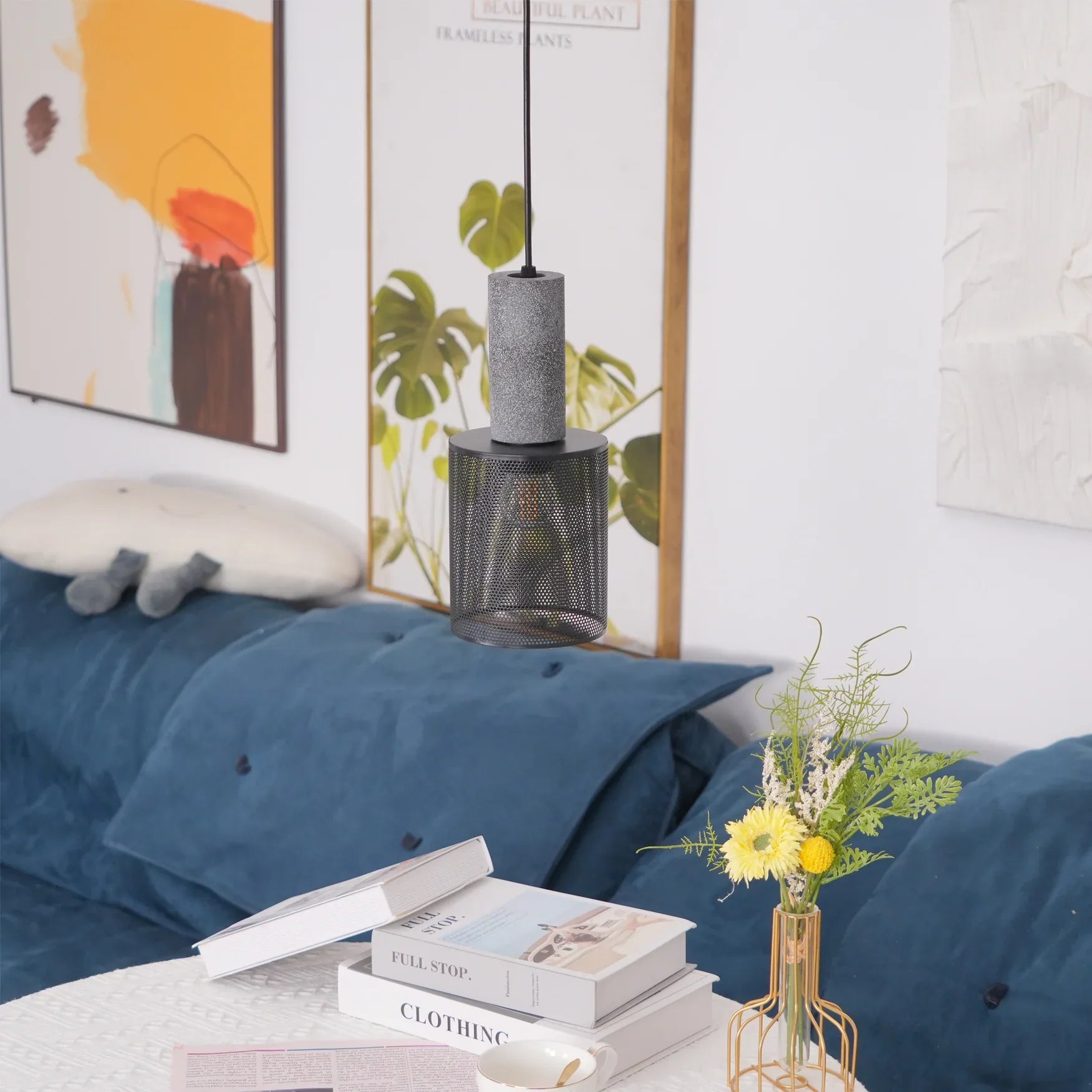 Concrete Cylinder Pendant Light for Urban Interior Style | Zythera